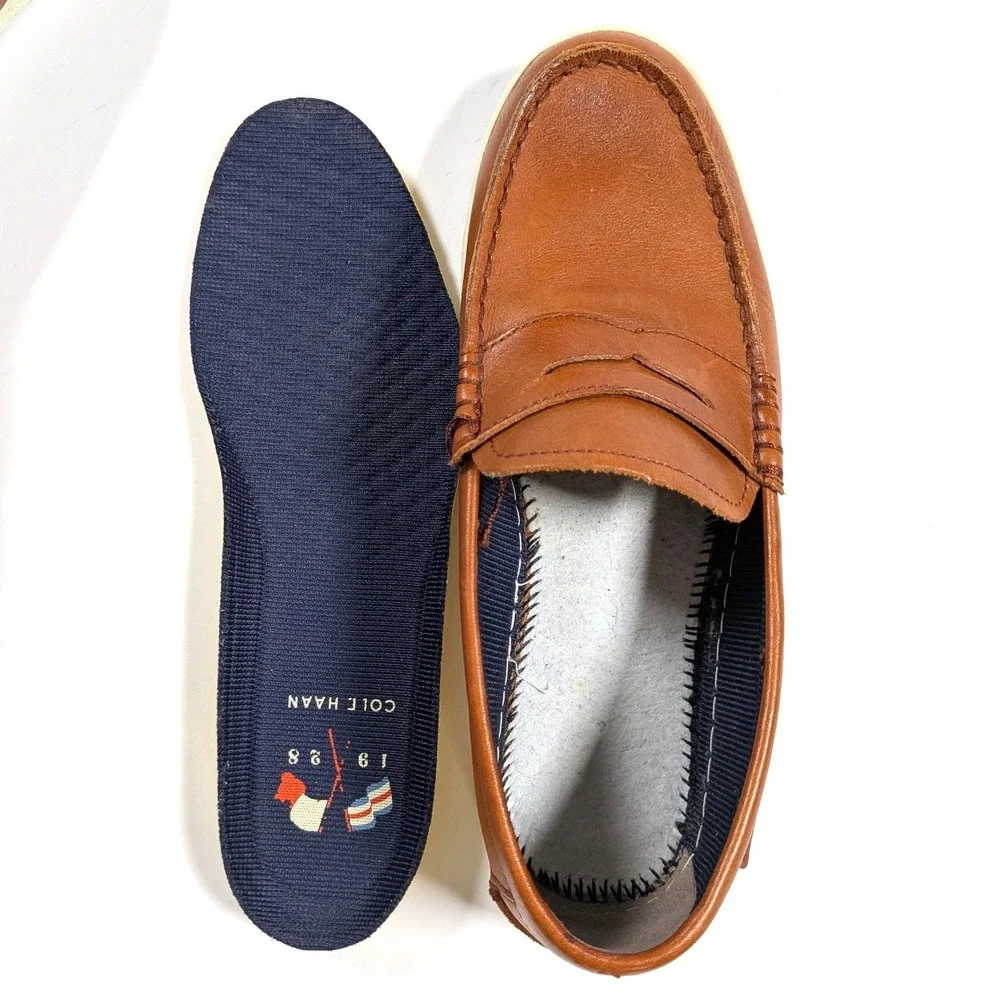 Cole Haan Grand.OS Nantucket Penny Loafers Brown Tan Leather Preppy Mens Sz 8.5M